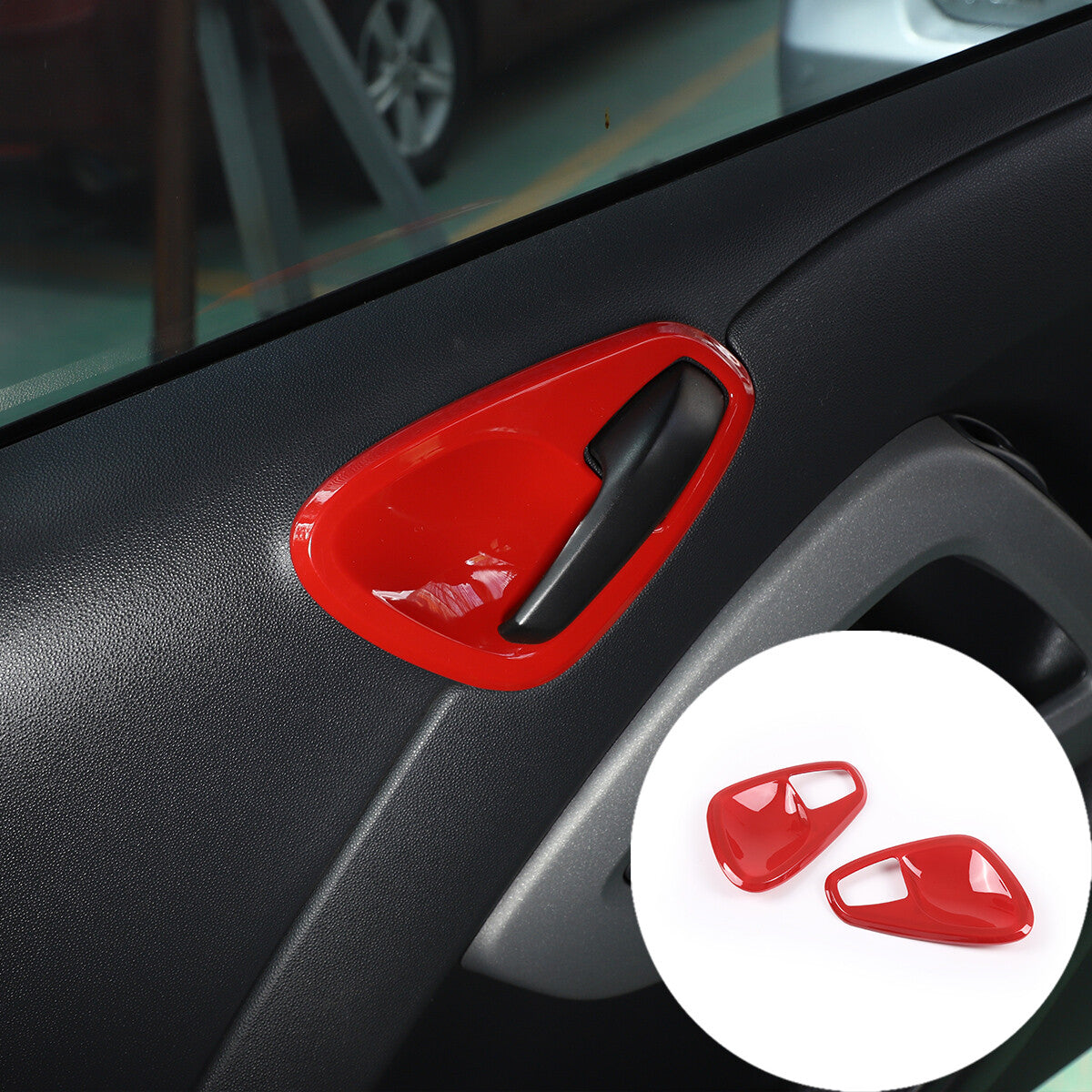 Red interior door handle cup cover decorative accessory for Smart Fortwo 2010 - 2015 - n