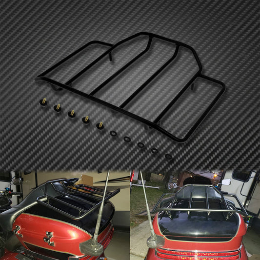 Black Trunk Luggage Top Rack Rail Tour Pack Pak Fit for Harley Touring 1984-2021