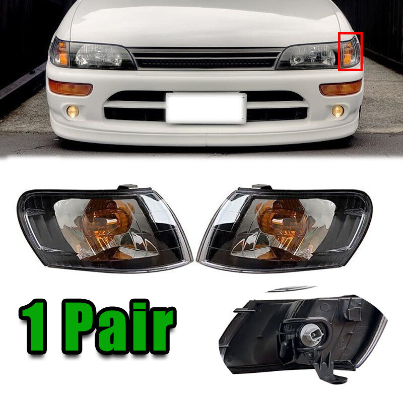 Pair For 1993-1997 for Toyota for Corolla AE100 E100 AE101 Black Front Corner Lamp Lens