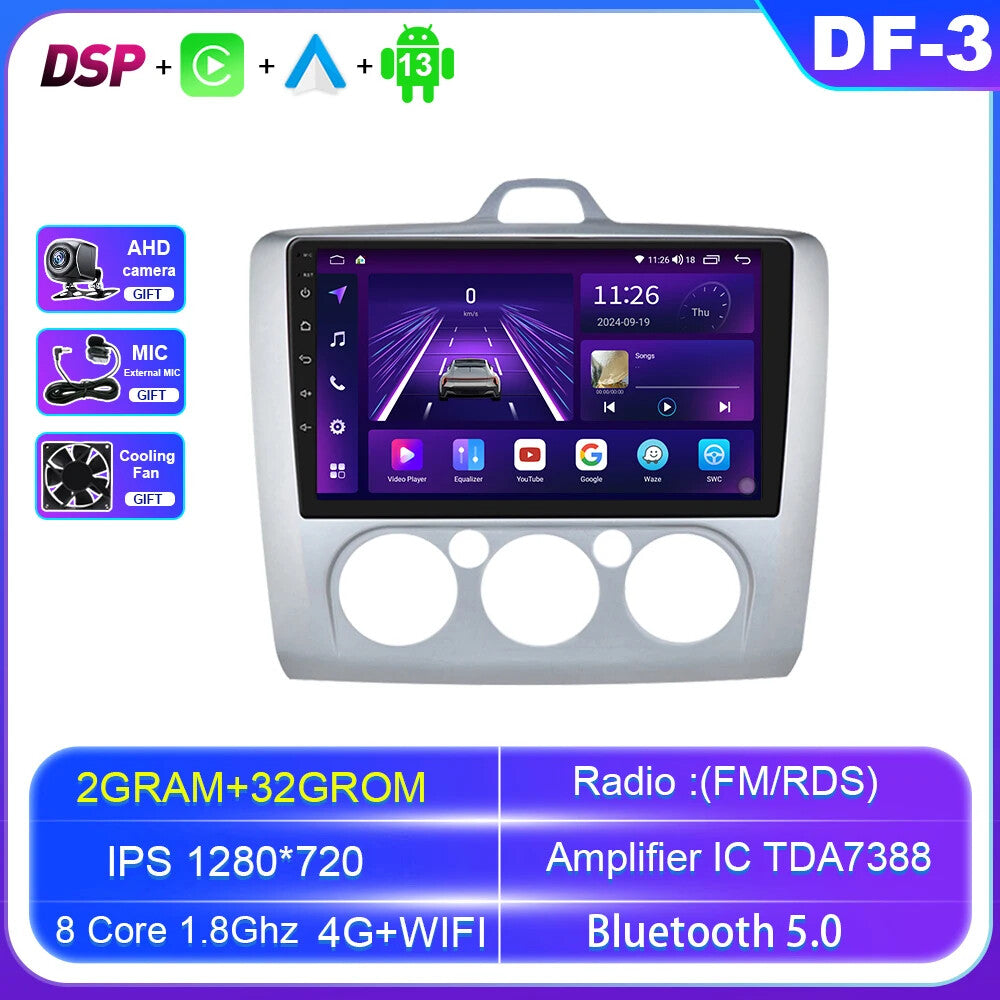 for Ford Focus 2 3 Mk2 Mk3 2004-2011 CarPlay Car Radio Android GPS Player Screen