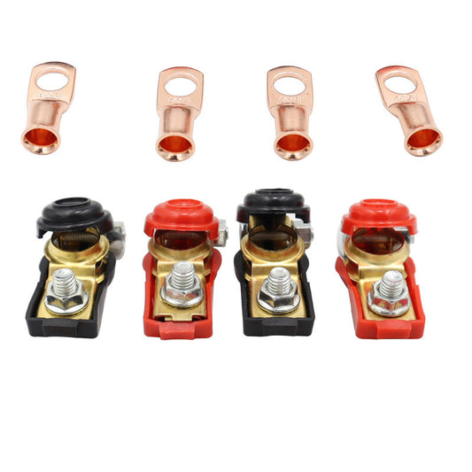 4-Piece Pack of Battery Clamp Terminal Connectors for Cars, RVs, Trucks, and Boats - Pure Copper Pins n