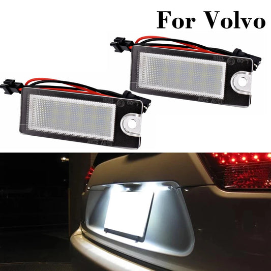 Two LED license plate lights with illuminated labels suitable for Volvo V70, CX70, S60, S80, XC90- n
