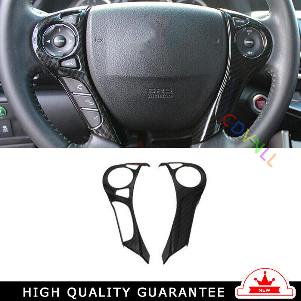 Front Steering Wheel Frame Cover Trim for Honda Accord 9th 14-2017 Carbon Fiber