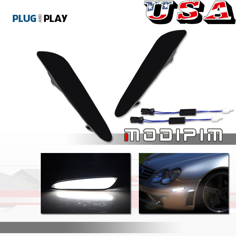 Smoked lens front bumper side marker white LED light suitable for 03-06 for Benz W211 E-Class- v