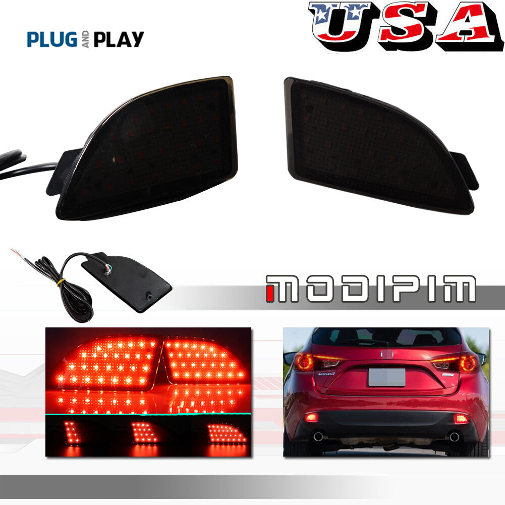 Suitable for for Mazda 3 Axela rear bumper reflector fog light red LED tail brake light kit - v
