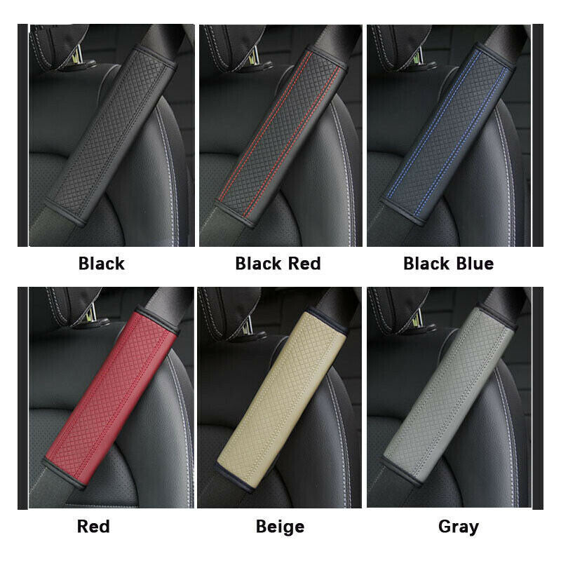 Universal Embossed 2Pcs Car PU for Seat Belt Soft Shoulder Pad Strap Q