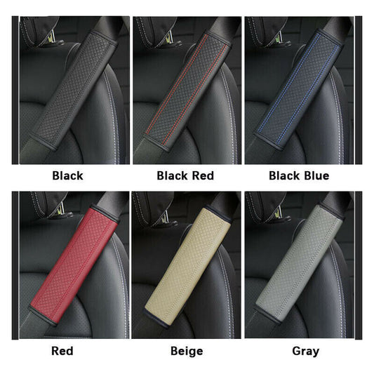 Universal Embossed 2Pcs Car PU for Seat Belt Soft Shoulder Pad Strap Q