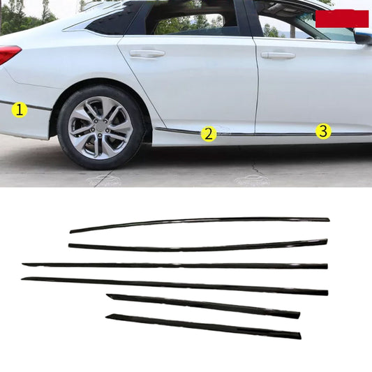 for Honda Accord 2018-2022 Glossy Black Side Door Body Molding Cover Trim 6PCS.
