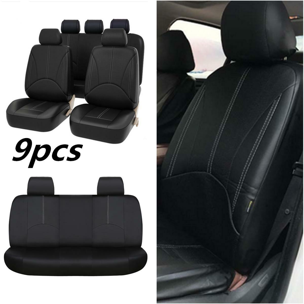 Full set of car for seat covers, front and rear for seat cushion protection, polyurethane synthetic leather, black. n