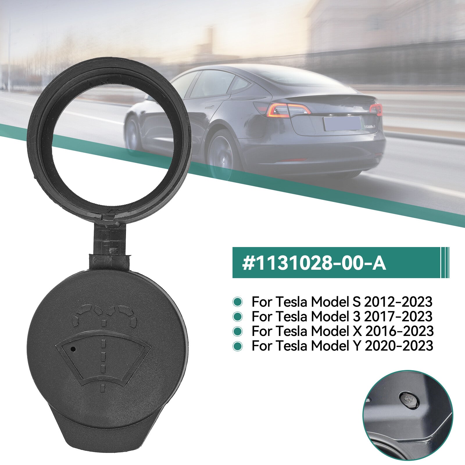 Windshield Washer Bottle Cover Cap for Tesla for Model S 3 X Y 2012-23 1131028-00-A Q