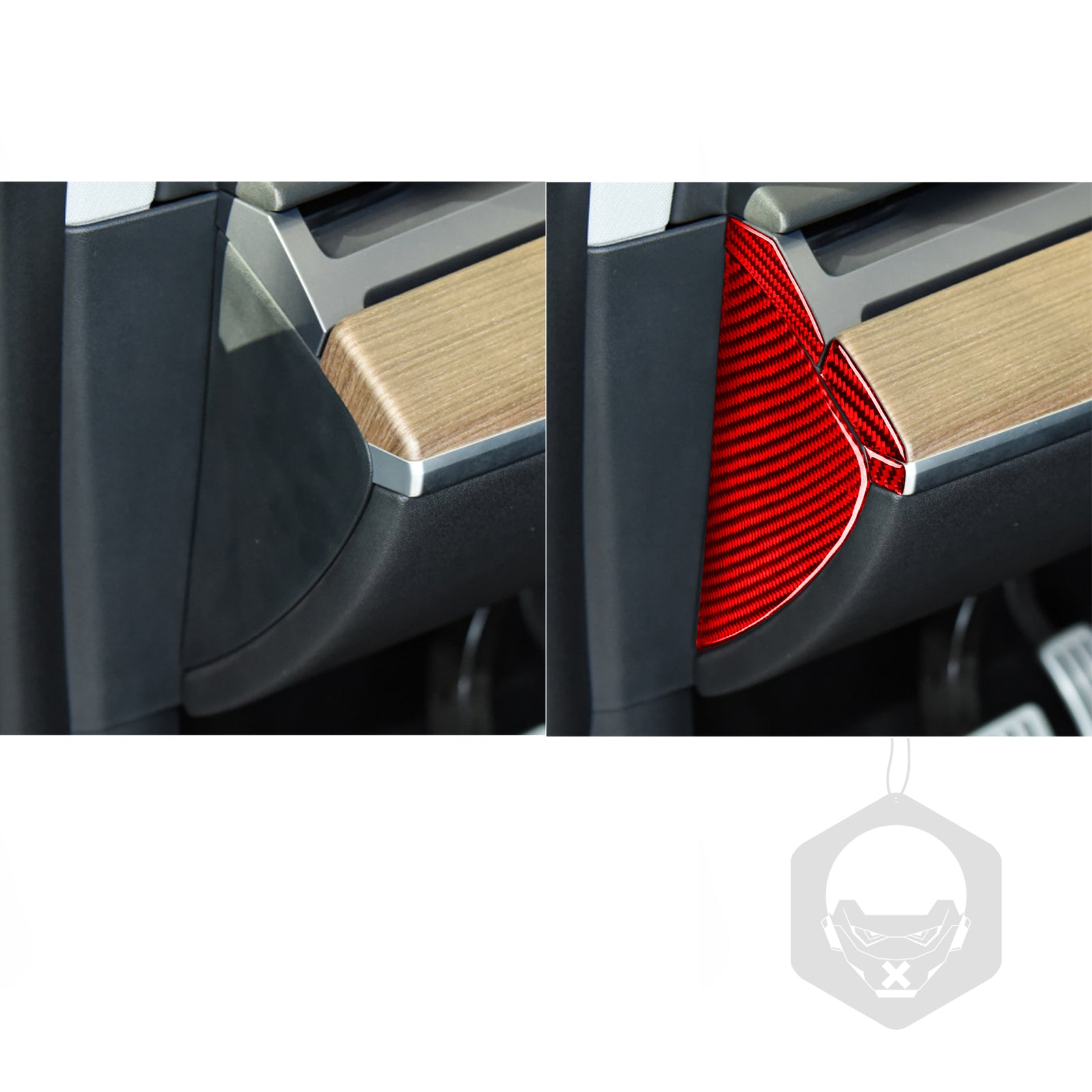 Red door groove panel carbon fiber sticker internal protective cover suitable for model Y 20-22- n