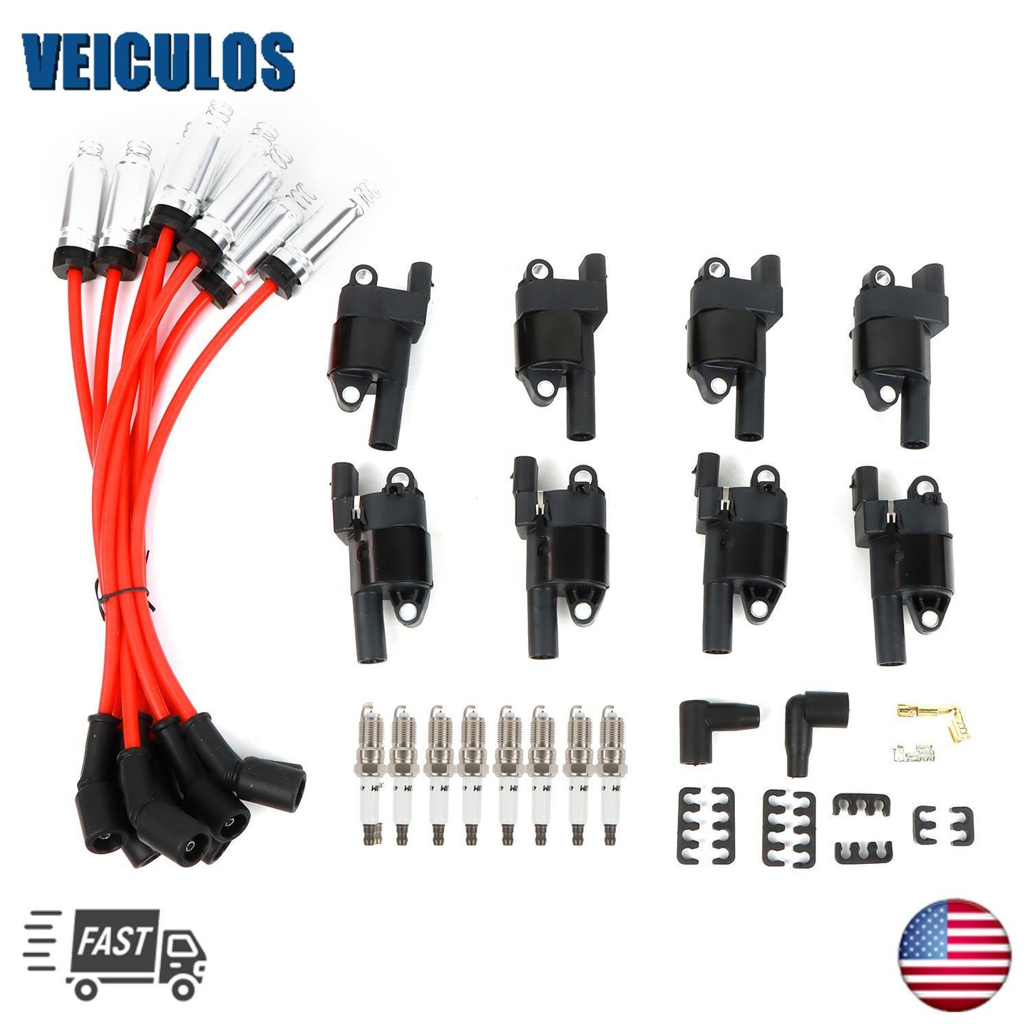 8 Set Ignition Coil + Spark Plug+ Wire for GMC for Chevy Silverado 1500 Tahoe 5.3L