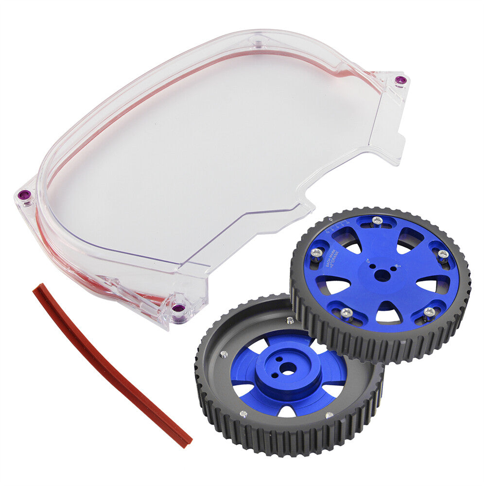 Clear Timing Belt Cover + Cam Gear for Mitsubishi Lancer EVO 4 5 6 7 8 4G63 Blue
