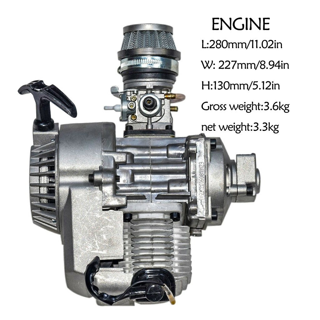 50cc, 47cc, 49cc engine motor kit, 2-stroke, suitable for mini Chopper pocket off-road bikes and all-terrain vehicles.