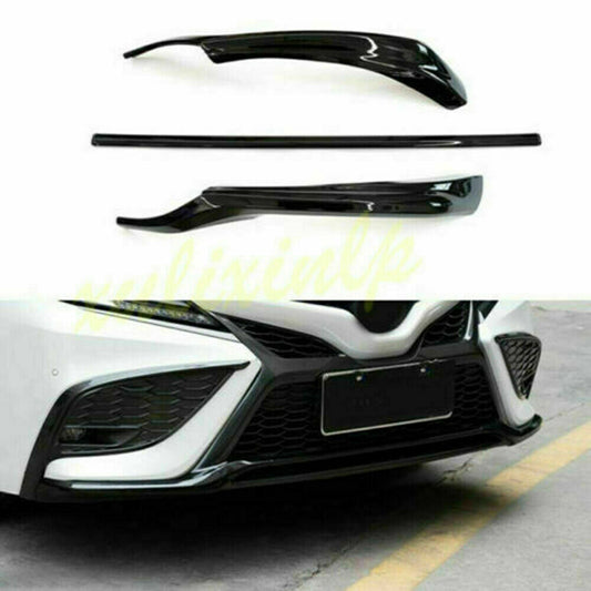 3X For 2021 2022 for Toyota for Camry SE XSE Piano Black Front Bumper Molding Cover Trim