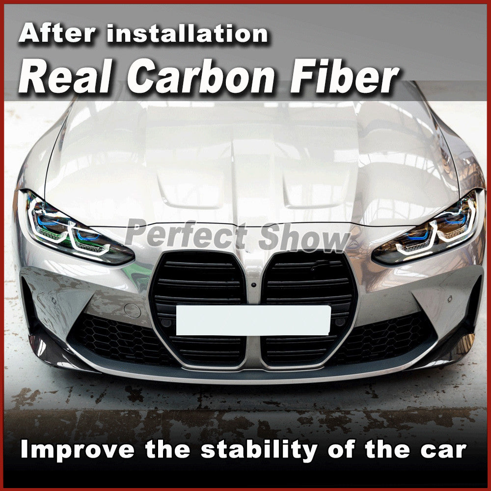 for BMW G80 M3 G82 M4 2021-2023 Dry Carbon Front Bumper Splitters Canards Fins