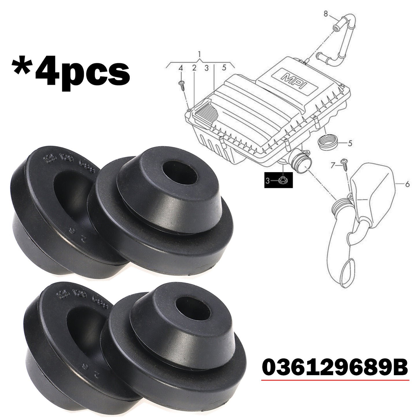 4x MOUNTING ELEMENT BALL FAN RUBBER MILL ENGINE COVER TOP for SEAT ALTEA Q