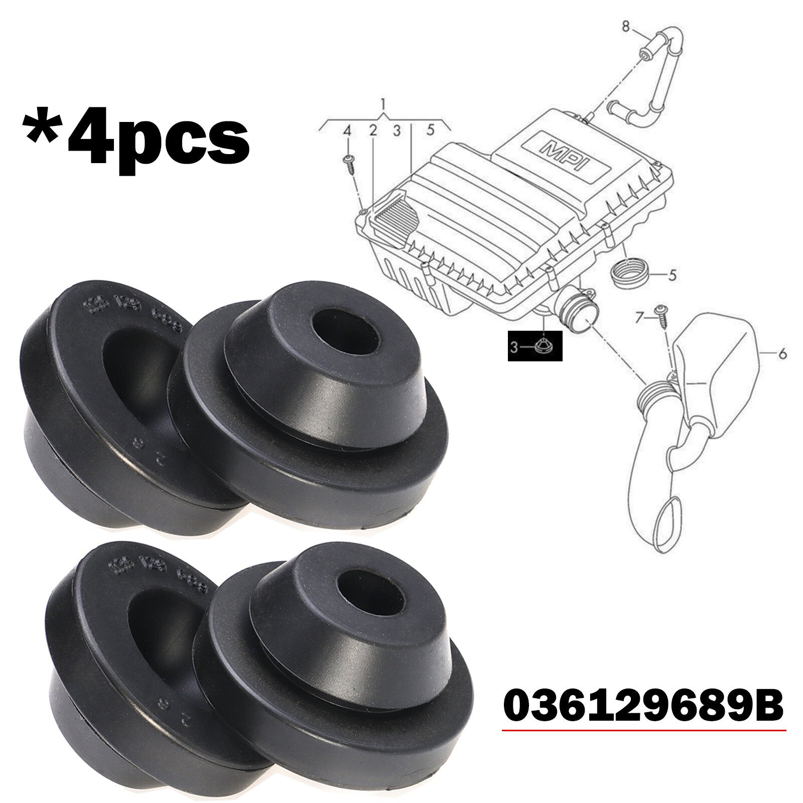4x MOUNTING ELEMENT BALL FAN RUBBER MILL ENGINE COVER TOP for SEAT ALTEA Q