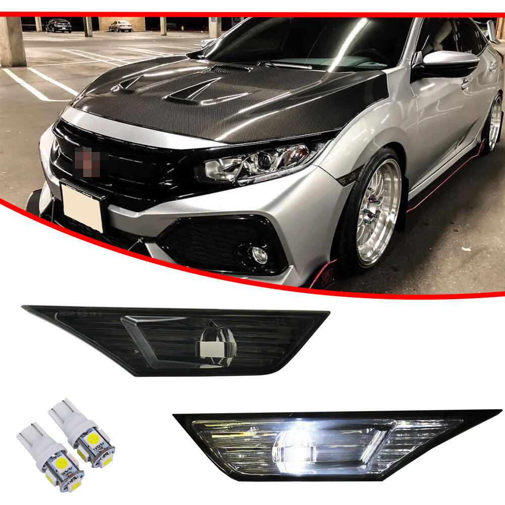 Suitable for 16-21 for Honda for Civic Smoekd front corner side marker parking light with LED bulb- v