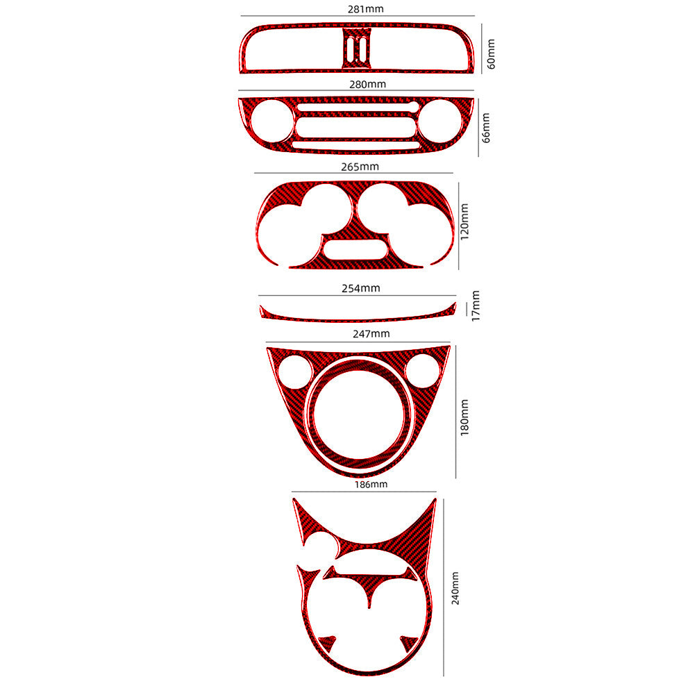 6Pcs Carbon Fiber Interior Rear Door Panel Cover Trim Strip for Camry Red v