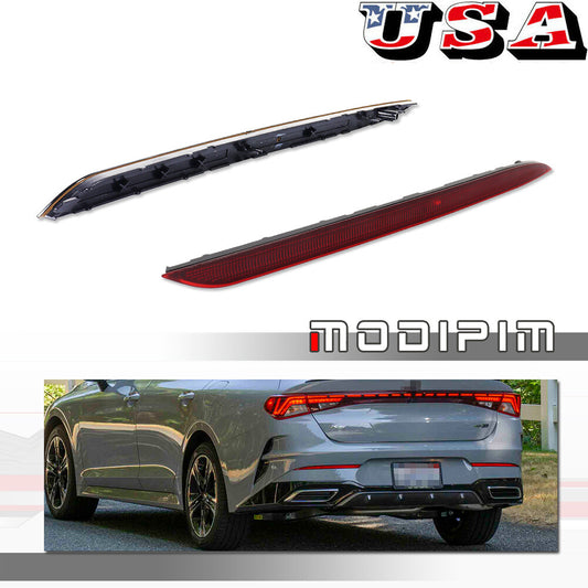 Red Rear Bumper Reflector Trim Covers for 2021, 2022, and 2023 for Kia K5 (Left and Right) Q