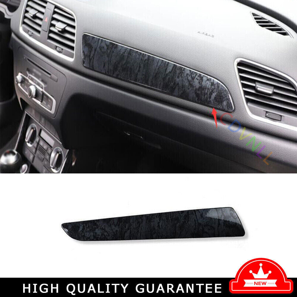 1P Middle Console Dashboard Strip Trim Fit for Audi Q3 2015-18 Black Wood Grain