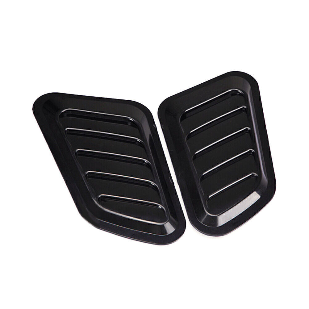 2x Universal Decorative Air Flow Intake Hood Scoop Vent Bonnet Cover Black