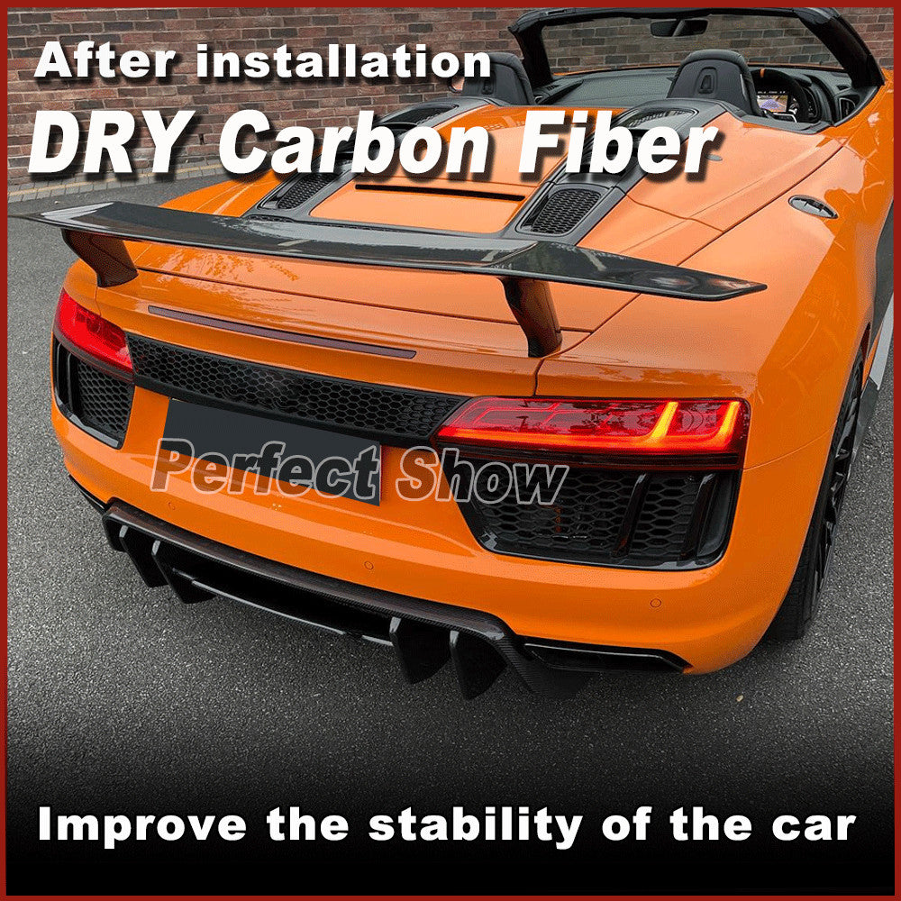 for Audi R8 V10 Gen 2 2-Door 2016-19 Real Carbon Fiber Rear Bumper Lip Diffuser