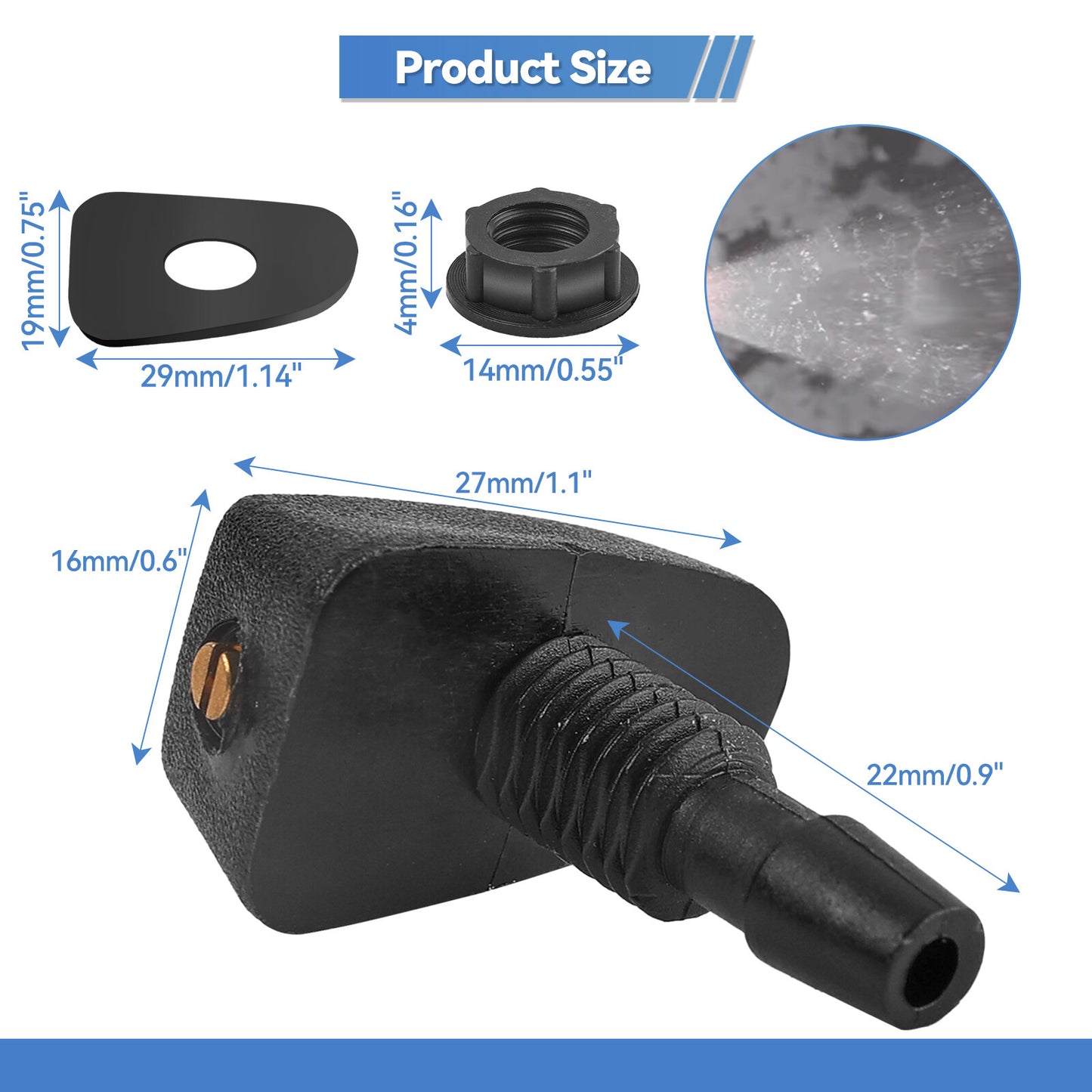 Car Universal Front Windscreen Spray Washer Sprayer Wiper Nozzle Jet Sprinkler Q