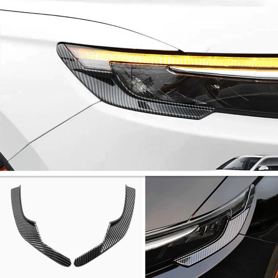 For 2023 for Honda CR-V CRV Carbon Fiber Front Headlight Lamp Eyebrow Strips Trim 2P v