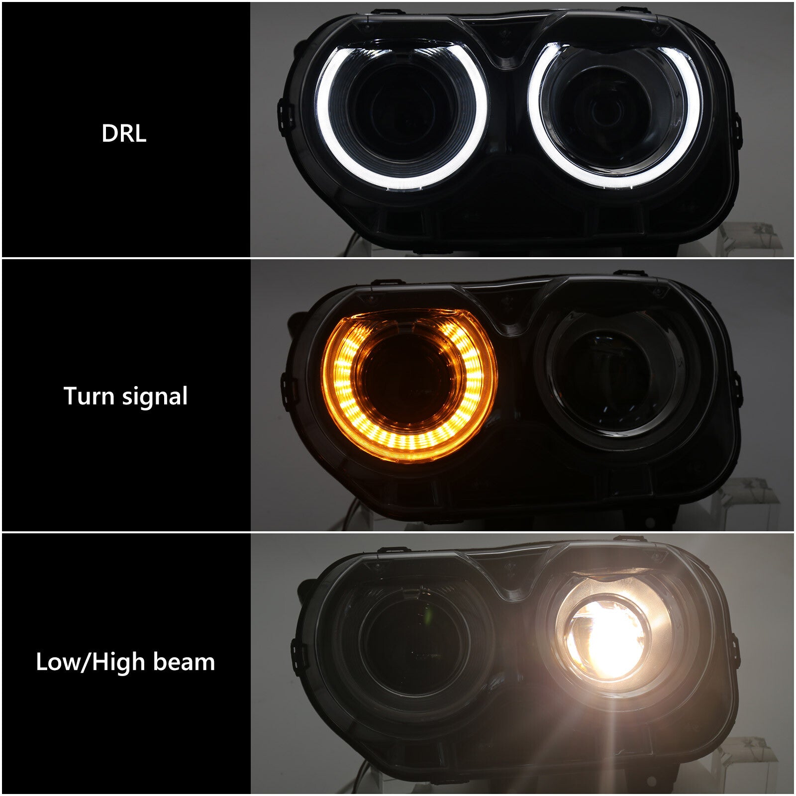For 2015-2023 for Dodge for Challenger Halogen w/LED DRL Headlight Headlamp Driver Left v