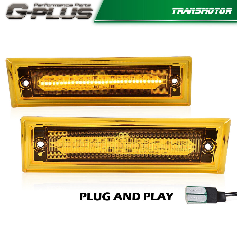Fits 81-91 for GMC C/K Suburban Blazer Jimmy Amber LED Side Marker Lights - v