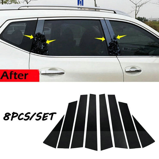 for Nissan Rogue 14-2020 Black Pillar Post Door Window Moulding Cover Trim 8PCS