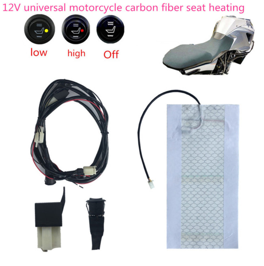 Universal Motorcycle ATV UTV E-BIKE Carbon Fiber for Seat Heater Electric Heated Pad Q