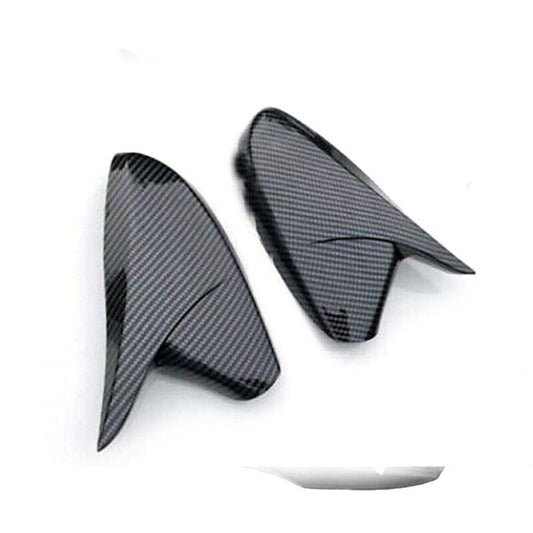 2x Carbon Fiber Look Side Horn Rear View Mirror Cover Fit for Hyundai Accent New n