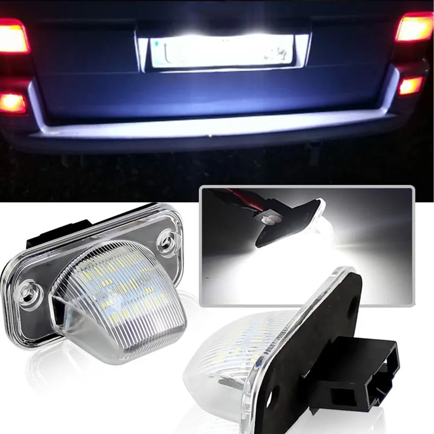 2x LED License Number Plate Light for VW T4 Transporter 90-03 Caddy for Passat for Jetta
