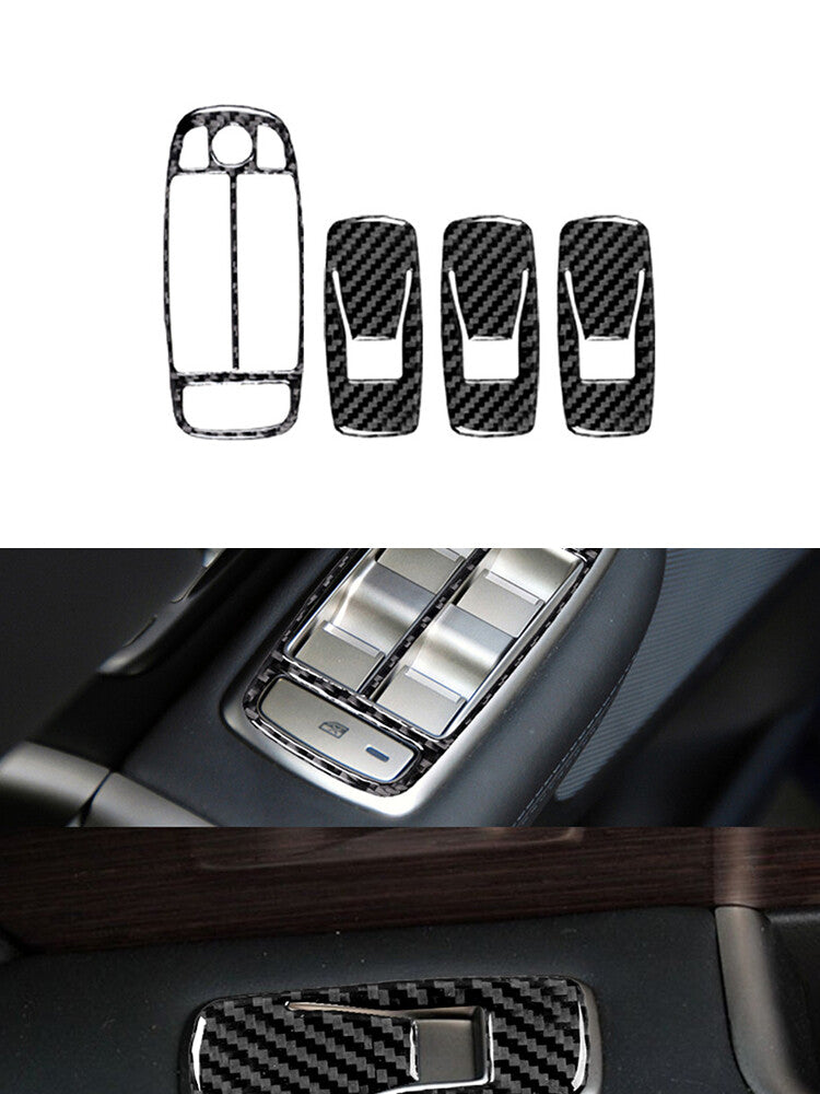 4Pcs Window Lift Button Panel Trim Cover Carbon Fiber for Jaguar XF 2009-2011
