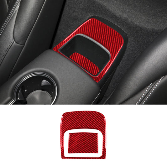 2Pcs Red Carbon Fiber Rear Console Storage Cover Trim for Toyota Supra 2019-2022