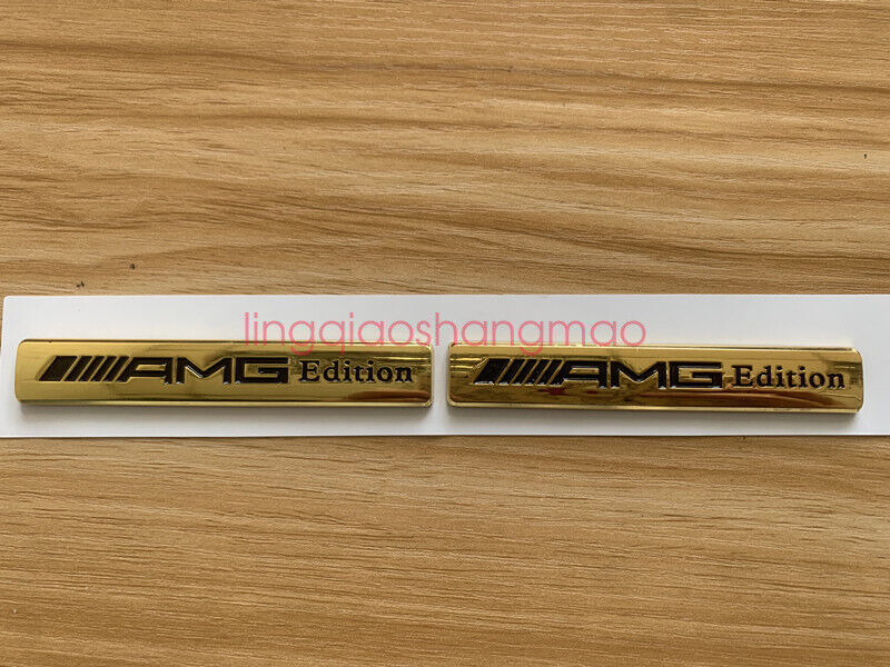 2pcs Gold AMG for Mercedes-Benz Car Emblem Badge Sticker Side Skirts Badge Logo