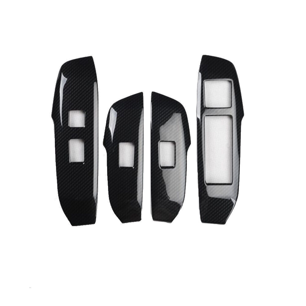 Glass Window Lifting Lock Panel Trim Fit for Lexus NX 2015-20 Black Carbon Fiber