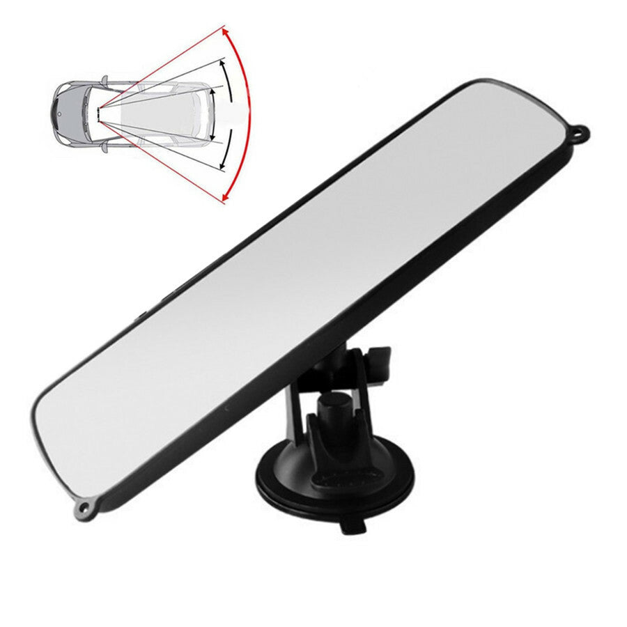 Car Rear View Large Sucker Mirror Wide Flat Clear Lens Dash Mount Rearview Trim