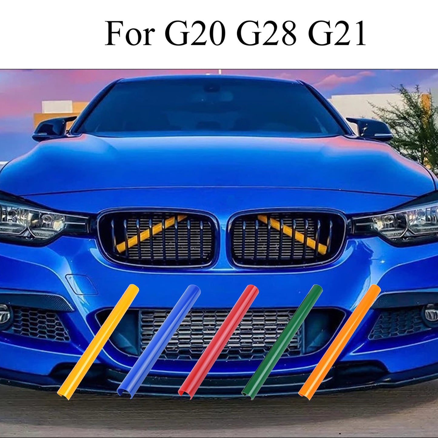 2x for 2020-2023 for BMW 3 Series G20 Car Front V Brace Grille Trims Strips Cover Q