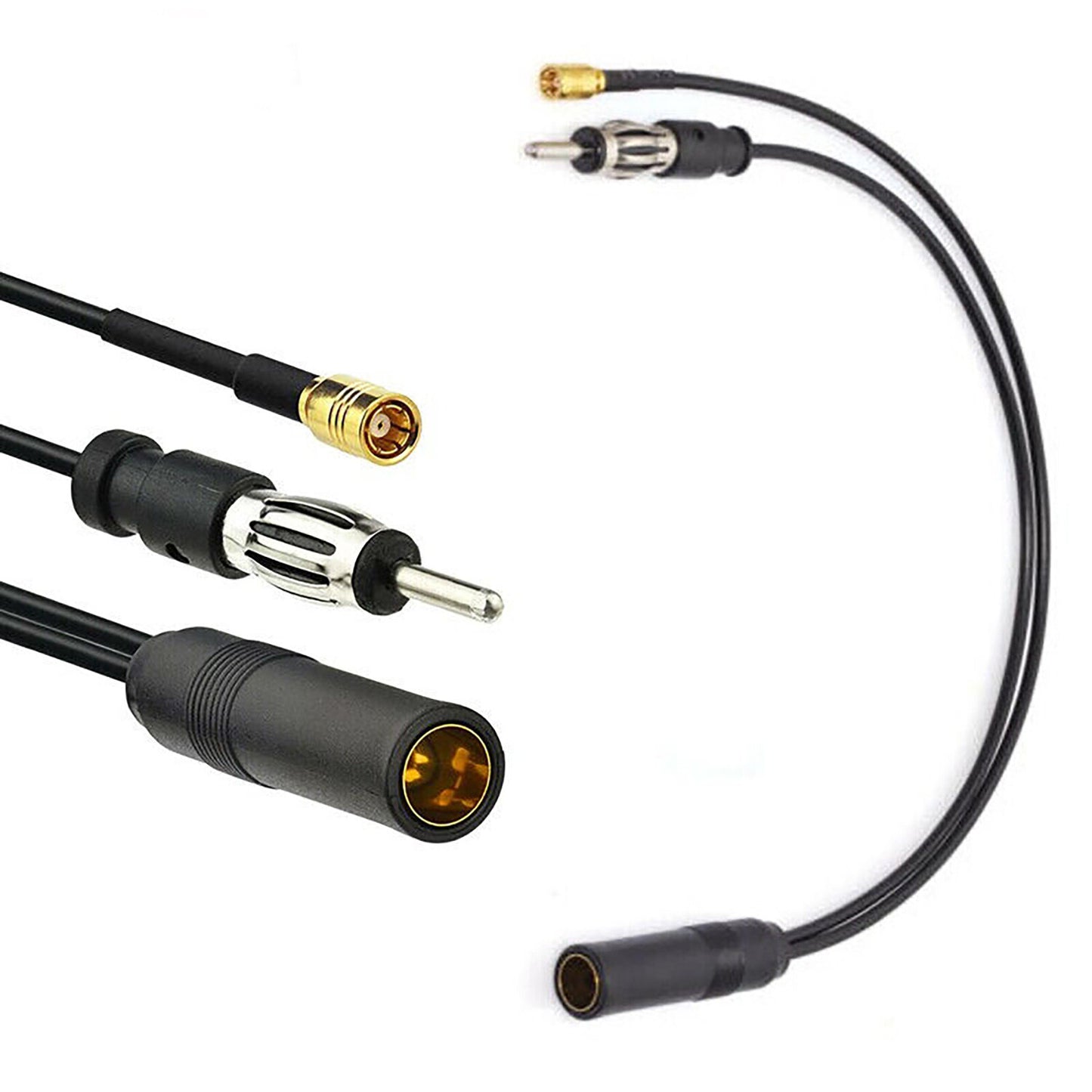 DAB  FM / AM Car Radio Aerial Active Antenna SMB DIN Splitter Adapter Cable New