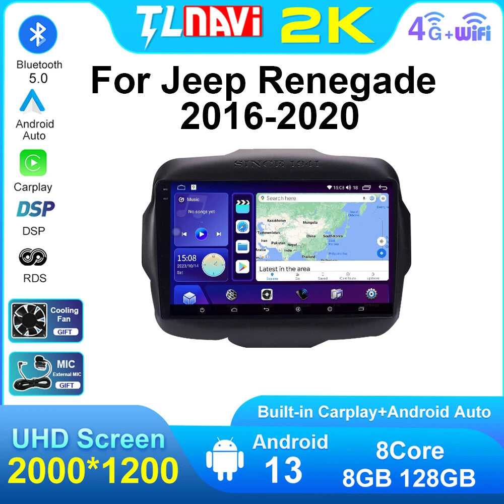 for Jeep Renegade 2016-2020 Multimedia GPS Auto Radio Stereo Navigation Car DVD