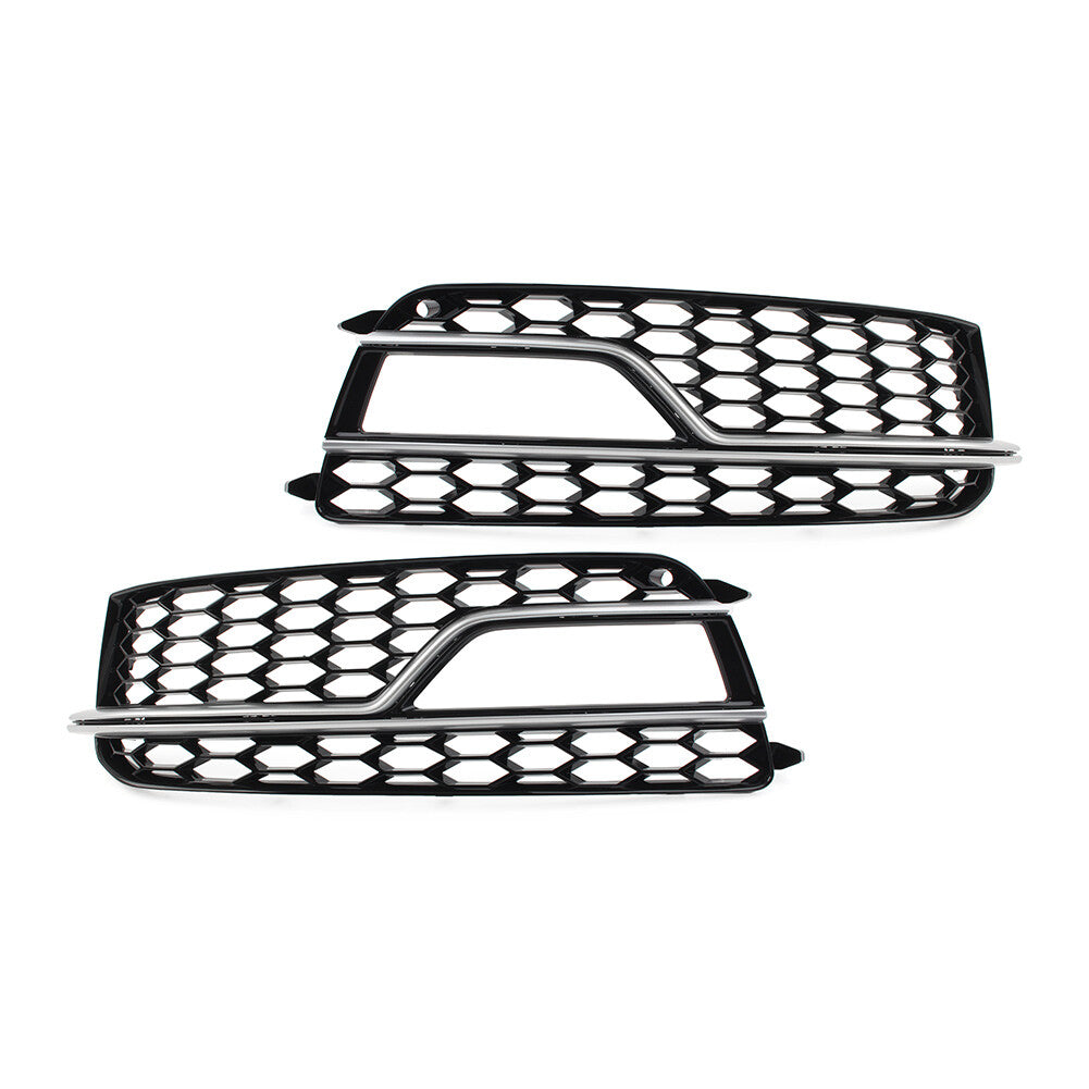 Pair Bumper Honeycomb Mesh Fog Light Grille Cover for Audi A5 S5 2013-17