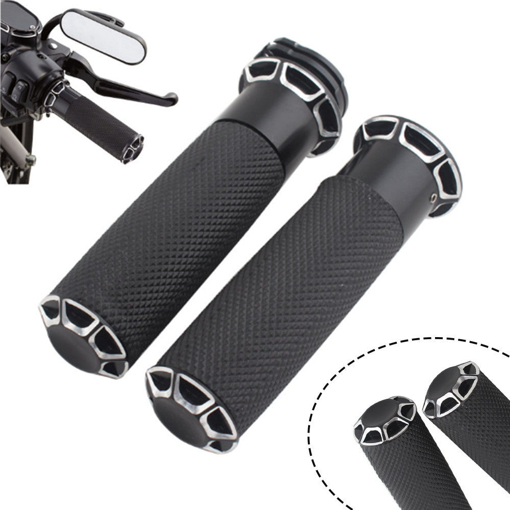 Black 25mm handlebar grip for Harley Touring Sportster Dyna Universal - n