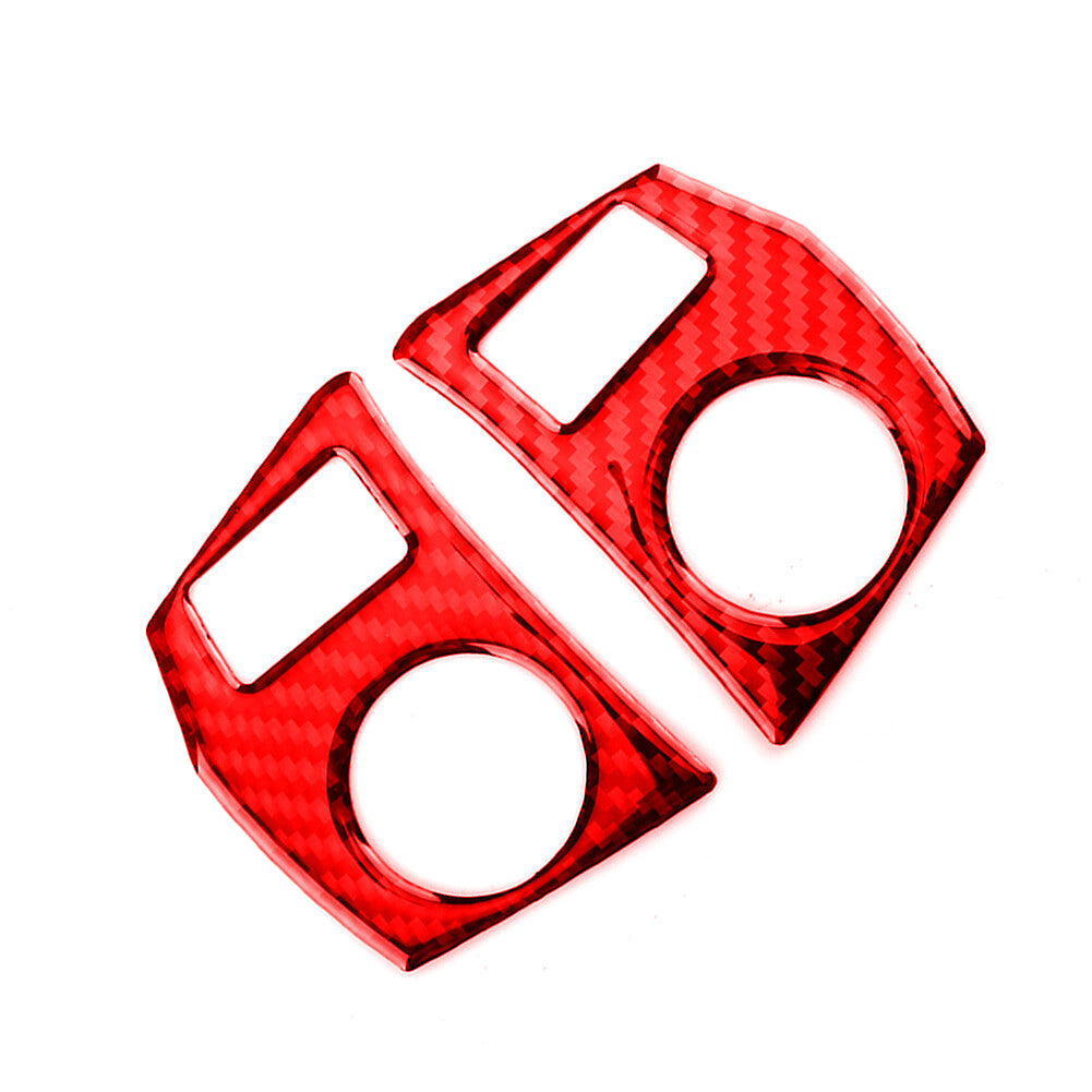 Red Carbon Fiber Interior Steering Wheel Buttons Trim for Toyota for Corolla 2014-18
