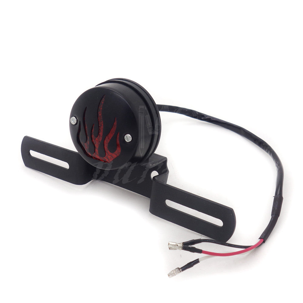 Black LED Flame Rear Tail Brake Stop Light Chopper Cafe Racer Old School Bobber Q