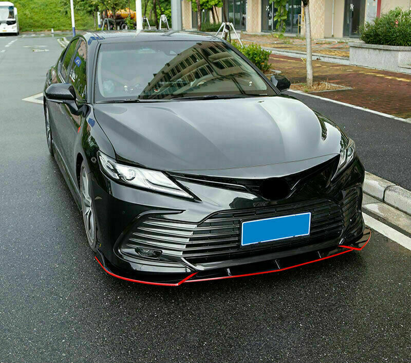for Toyota for Camry 2021-2023 Glossy Black W/Red Front Bumper Body Kit Spoiler Lip