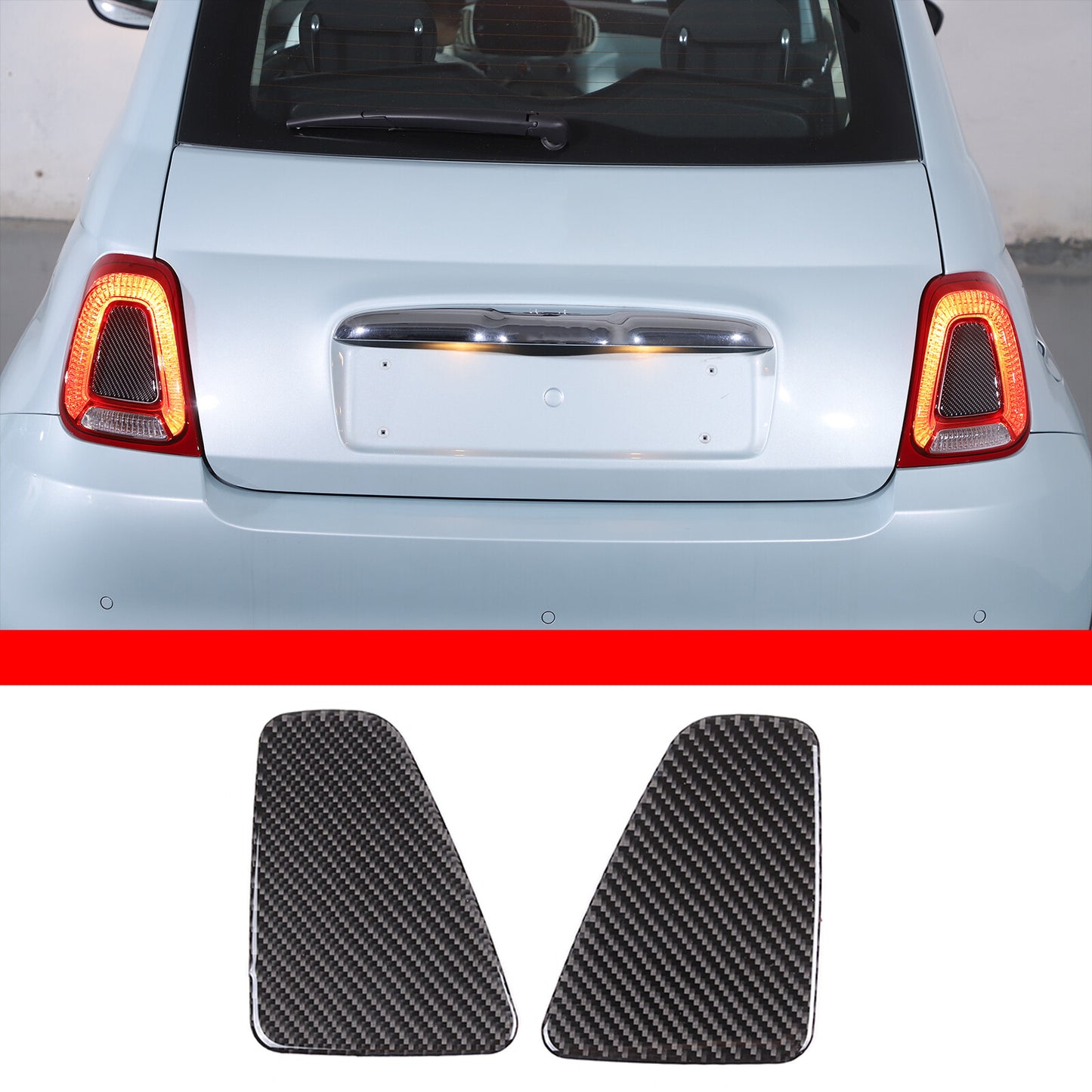 Red carbon sticker for Fiat 500 595 695 16+ for Abarth rear light insert panel decoration - n